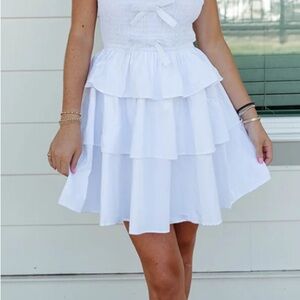 Elegant White Tiered Mini Dress
